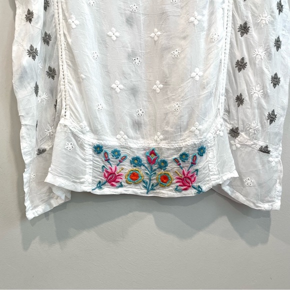 Johnny Was Colorful Floral Eyelet Embroidered Top - Picture 10 of 11